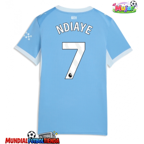 Camiseta Manchester City Iliman Ndiaye #7 Primera Equipación Replica 2026-27 para mujer mangas cortas